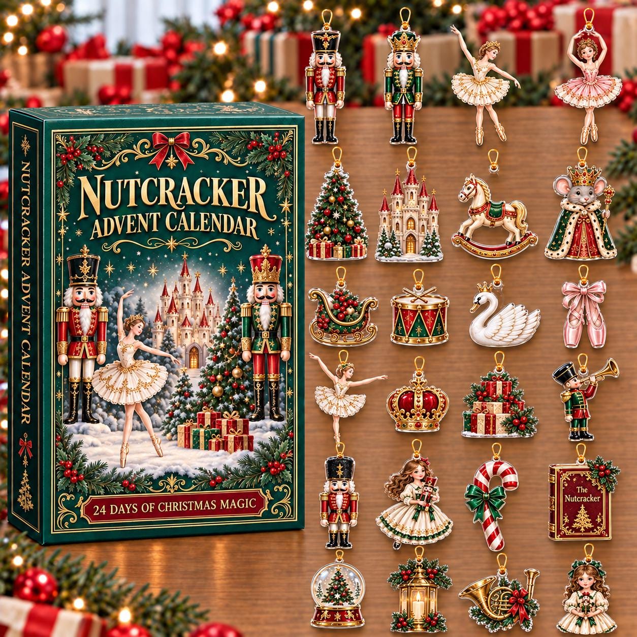Nutcracker Advent Calendar HG, 24 Acrylic Christmas Ornaments, Ballet Holiday Countdown, Ballerina Gift, Nutcracker Tree Decor - Image 2