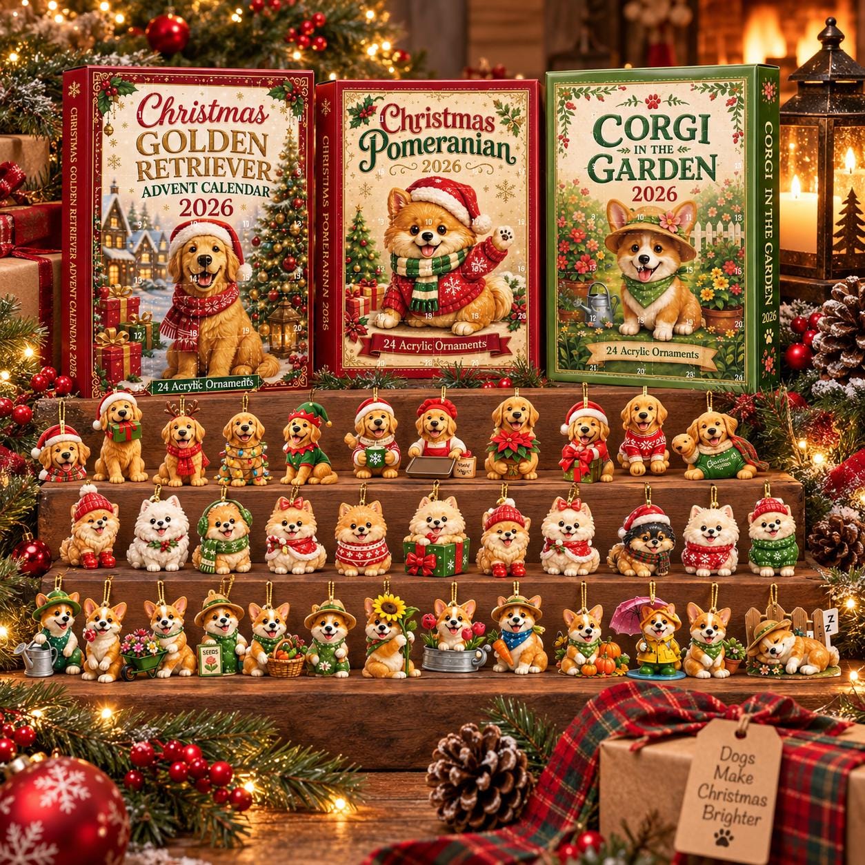 2026 Golden Retriever Advent Calendar HG | 24 Acrylic Dog Ornaments (Holiday Countdown) - Image 5
