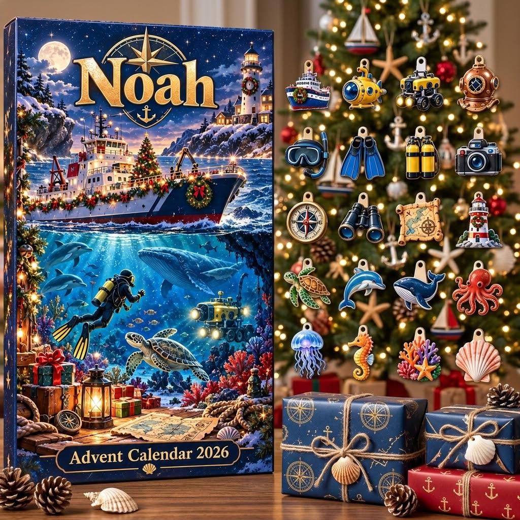 Personalized Nautical Advent Calendar HG, 24 Ocean Explorer Charms, Custom Name Scuba Diver Gift, Christmas Countdown - Image 5