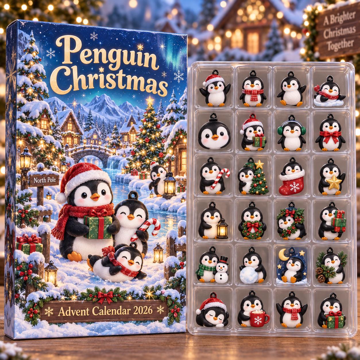 Personalized Penguin Advent Calendar HG 2026, Cute Christmas Penguin Countdown, Winter Holiday Gift, Custom Name Decor