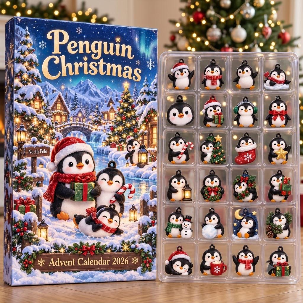 Personalized Penguin Advent Calendar HG 2026, Cute Christmas Penguin Countdown, Winter Holiday Gift, Custom Name Decor - Image 5