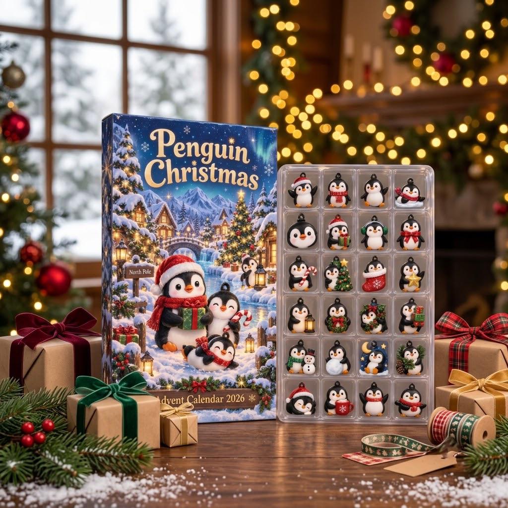 Personalized Penguin Advent Calendar HG 2026, Cute Christmas Penguin Countdown, Winter Holiday Gift, Custom Name Decor - Image 9
