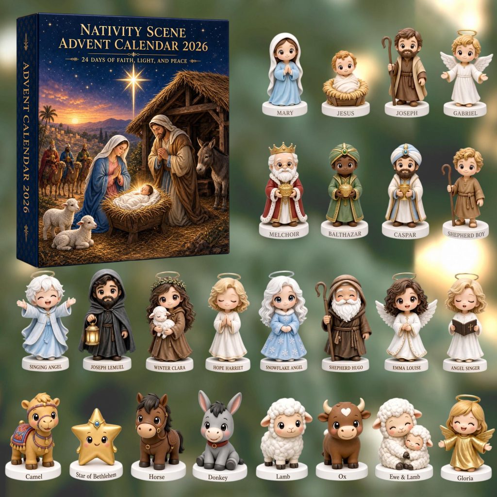 Nativity Advent Calendar HG 2026, 24 Day Christmas Countdown, Acrylic Nativity Ornaments, Christian Christmas Gift for Kids & Family