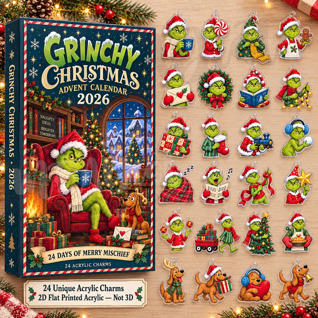 24 Days of Green Monster Christmas Chaos – Advent Calendar HG 2026 with Hanging Ornaments & Max the Dog