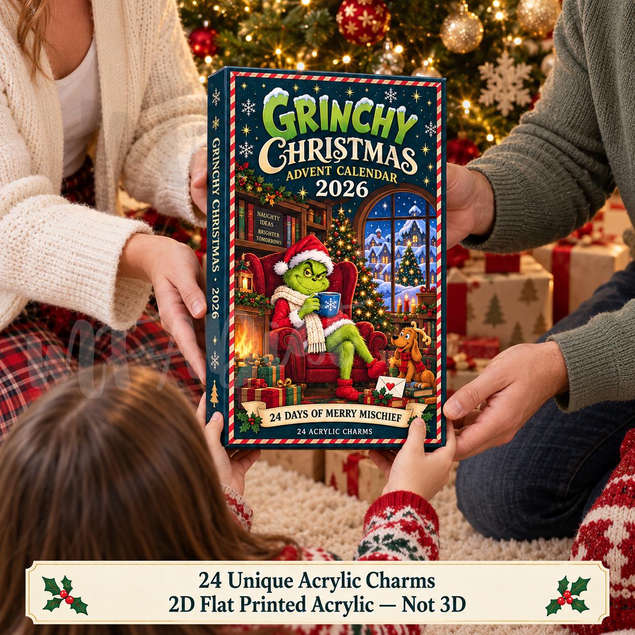 24 Days of Green Monster Christmas Chaos – Advent Calendar HG 2026 with Hanging Ornaments & Max the Dog - Image 3