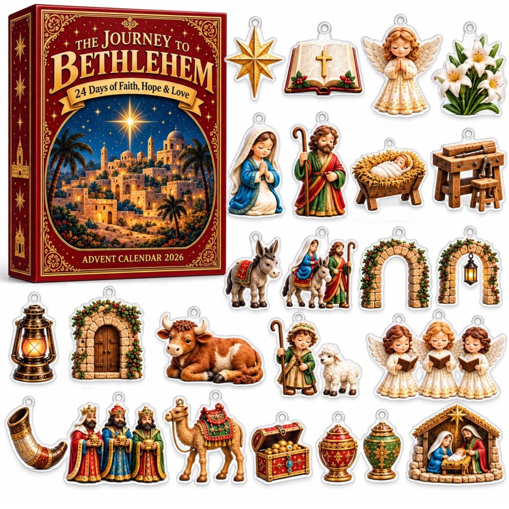 Nativity Advent Calendar HG 2026, 24 Day Christmas Countdown, Acrylic Nativity Ornaments, Calendar Christmas Gift for Kids & Family