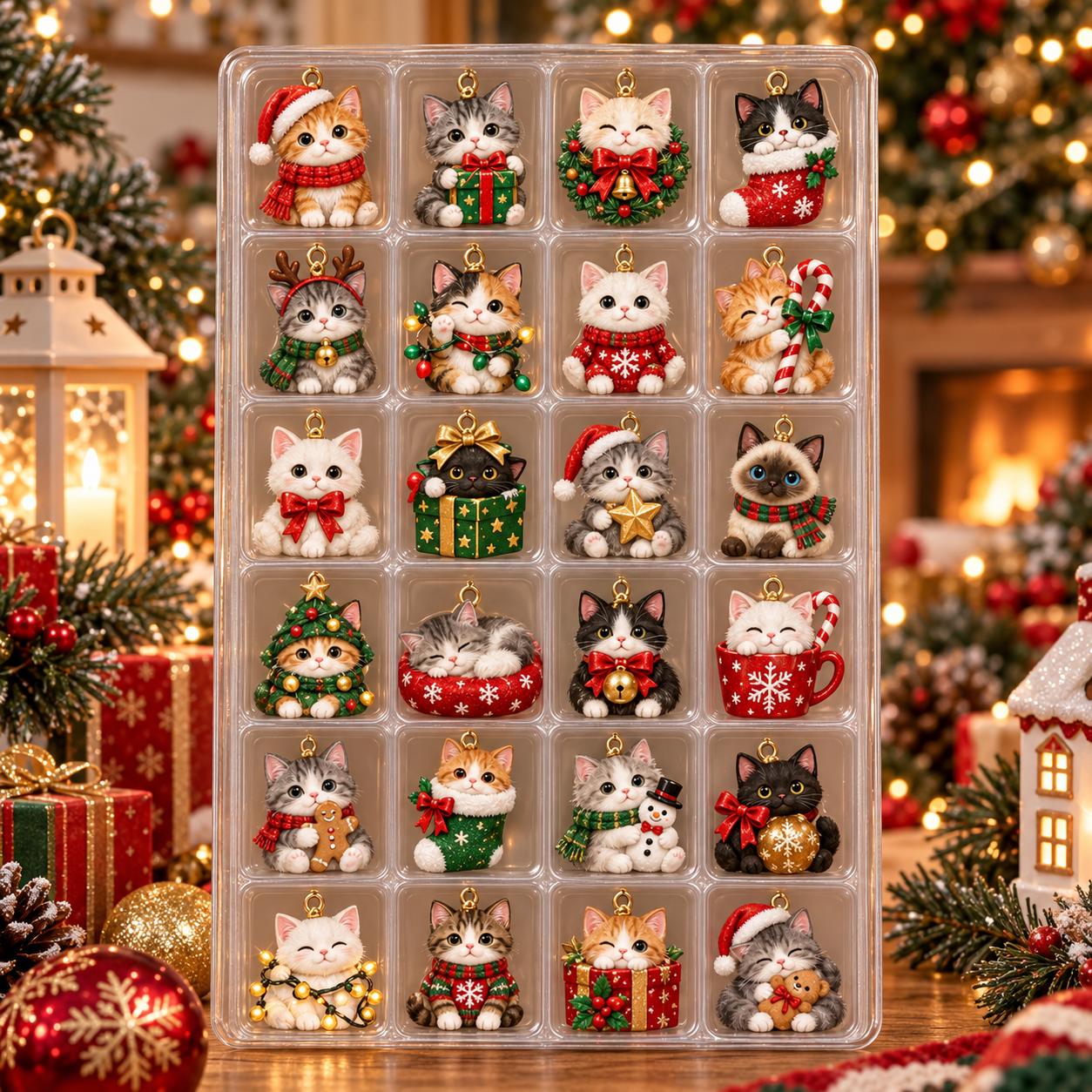Personalized Christmas Cat Advent Calendar HG 2026, 24 Acrylic Cat Ornaments, 24 Day Countdown Box, Cat Lover Gift, Pet Family Keepsake - Image 7