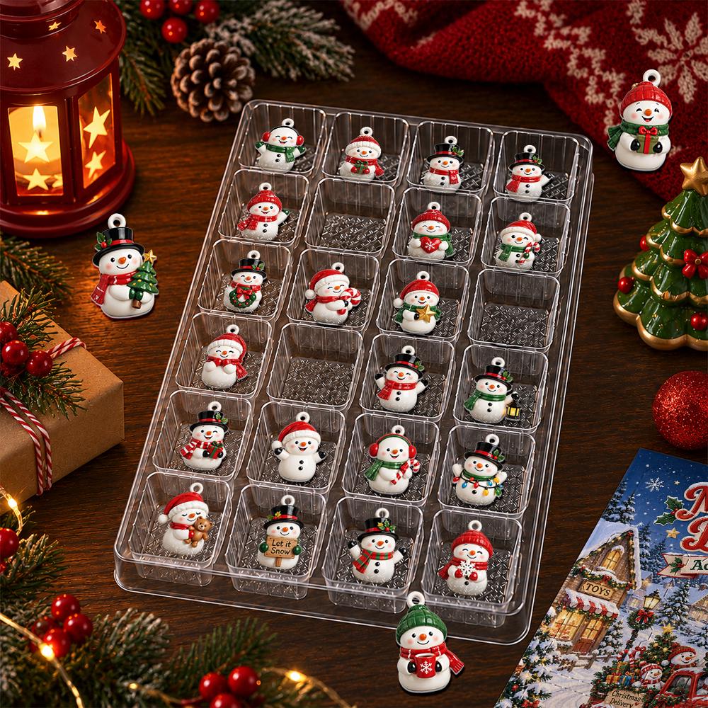 Personalized Snowman Advent Calendar HG 2026, 24 Acrylic Charms, Custom Family Name, Winter Countdown Keepsake - Image 4