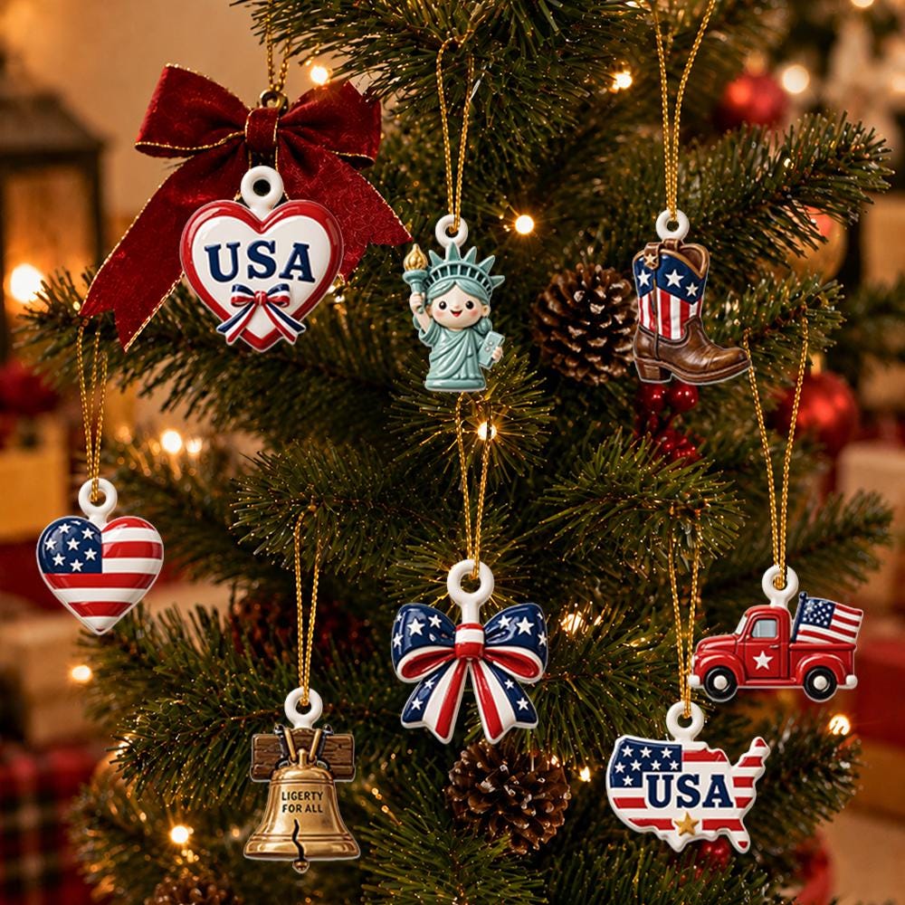 Personalized 250th Freedom Patriotic Christmas Advent Calendar HG, 24 Acrylic Charms America Countdown Box Gift - Image 5