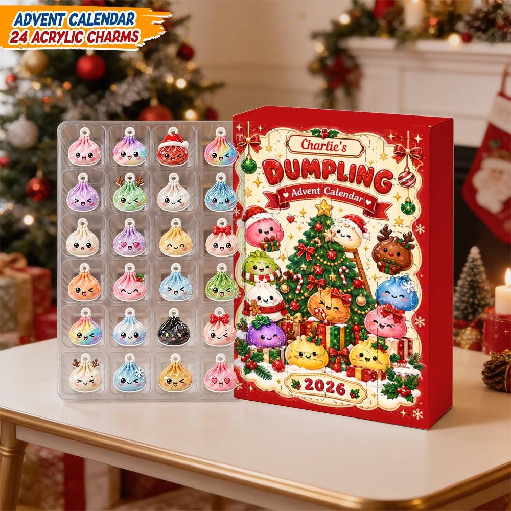 Personalized Cute Dumpling Advent Calendar HG 2026, 24 Kawaii Acrylic Charms Christmas Countdown Box Gift