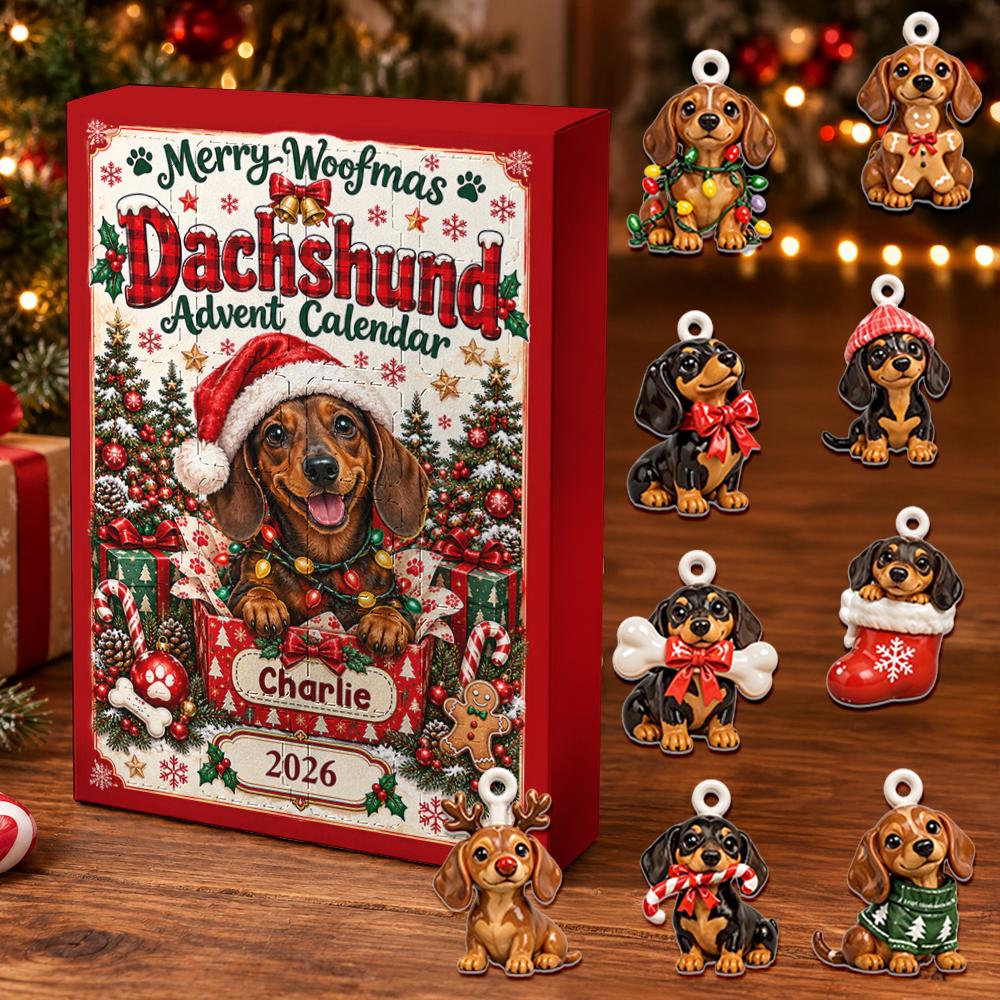 Personalized Dachshund Advent Calendar HG, 24 Acrylic Charms, Custom Dog Christmas Countdown Gift Set - Image 3
