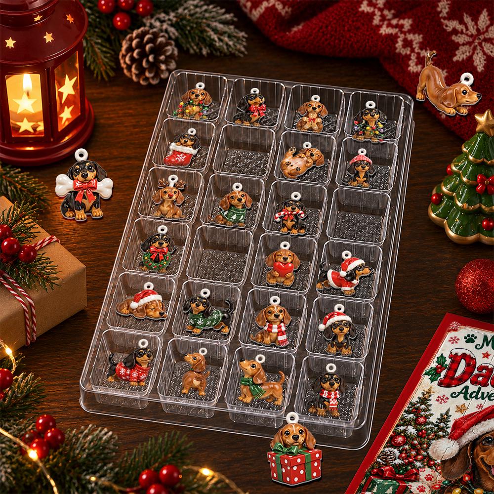 Personalized Dachshund Advent Calendar HG, 24 Acrylic Charms, Custom Dog Christmas Countdown Gift Set - Image 4