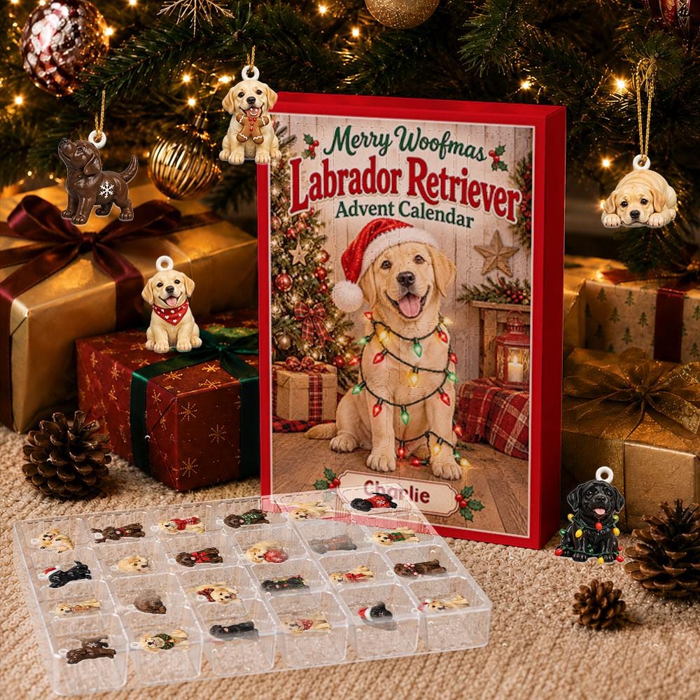 Personalized Labrador Retriever Advent Calendar HG, 24 Acrylic Charms, Custom Dog Christmas Countdown Gift - Image 2