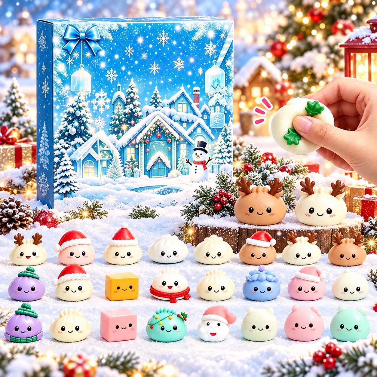 2026 Christmas Squishy Advent Calendar HG, 24 Day Dumpling Fidget Toy Countdown HG - Image 7