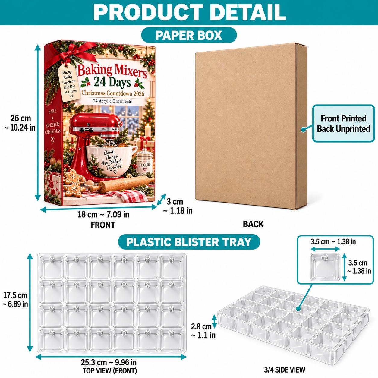 Baking Mixer Advent Calendar HG 2026, 24 Acrylic Charms and Mini Ornaments, Christmas Countdown Box, Baking Lover Holiday Gift - Image 5