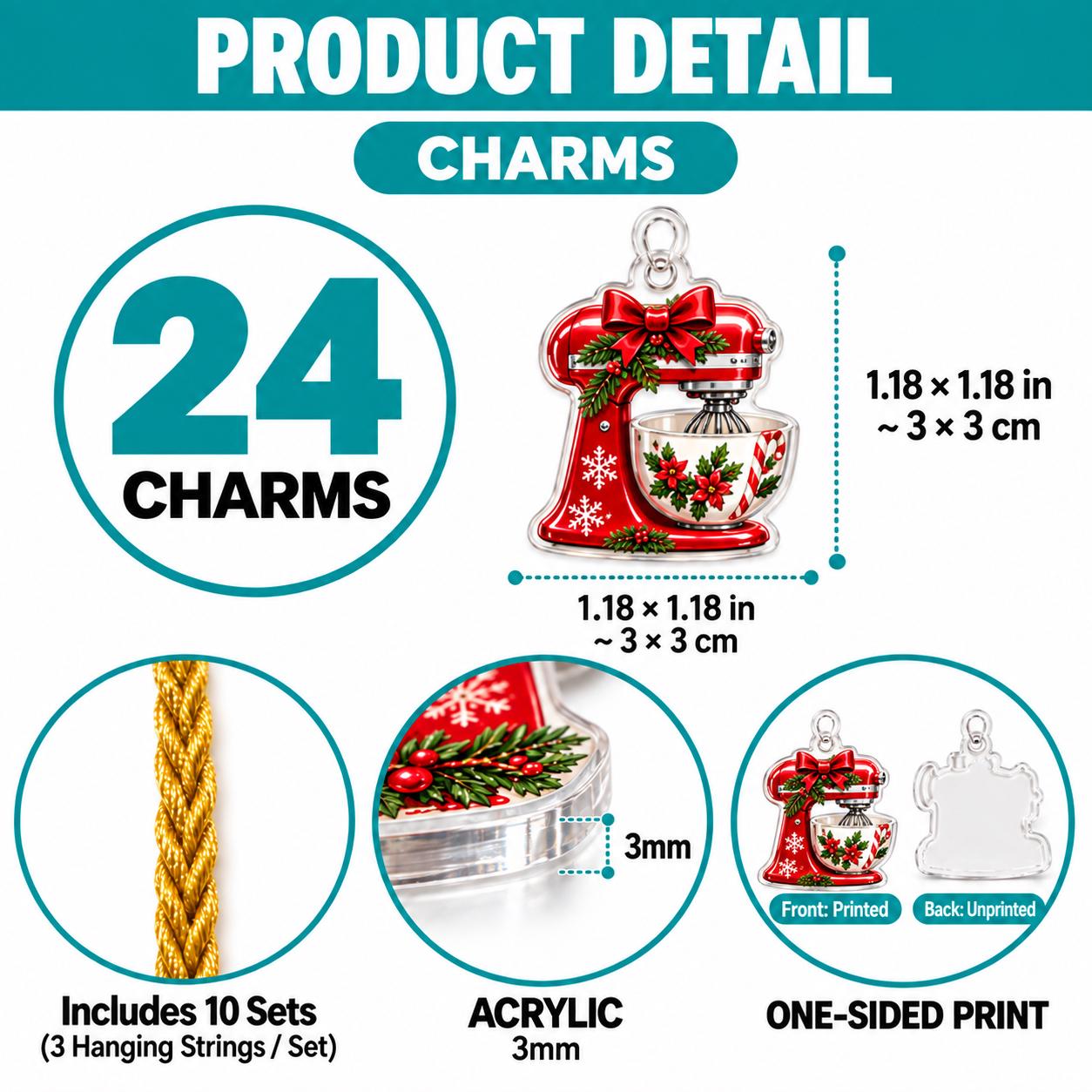 Baking Mixer Advent Calendar HG 2026, 24 Acrylic Charms and Mini Ornaments, Christmas Countdown Box, Baking Lover Holiday Gift - Image 4