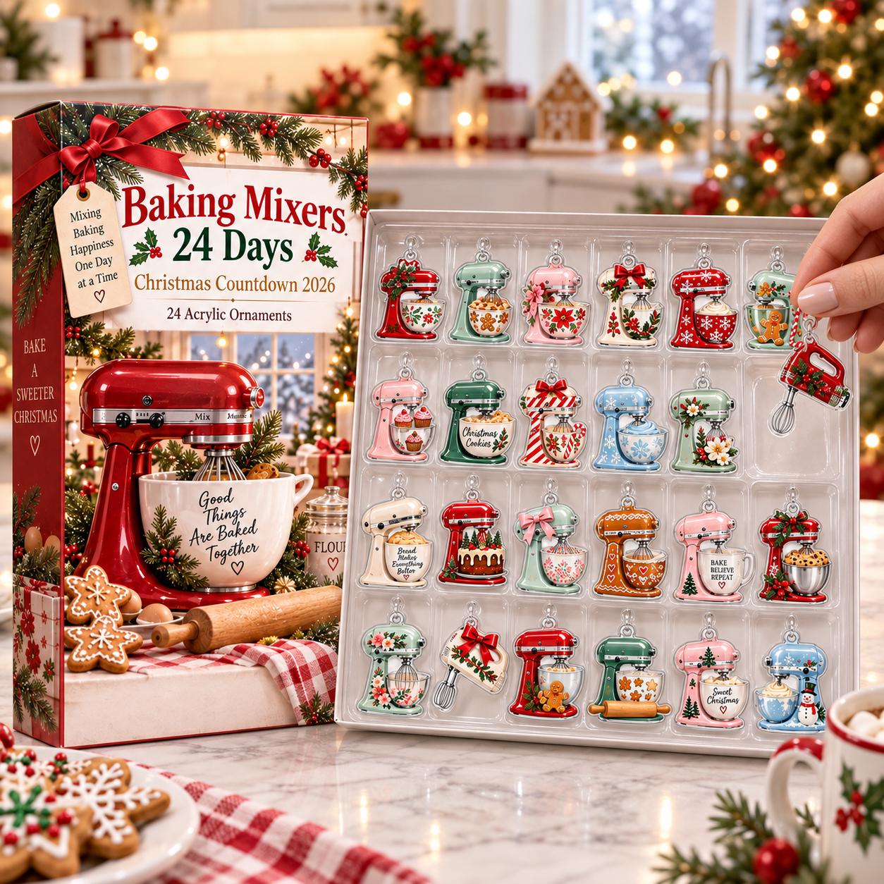 Baking Mixer Advent Calendar HG 2026, 24 Acrylic Charms and Mini Ornaments, Christmas Countdown Box, Baking Lover Holiday Gift - Image 3