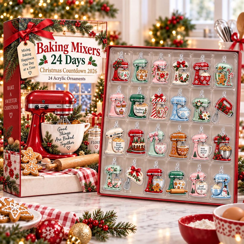 Baking Mixer Advent Calendar HG 2026, 24 Acrylic Charms and Mini Ornaments, Christmas Countdown Box, Baking Lover Holiday Gift
