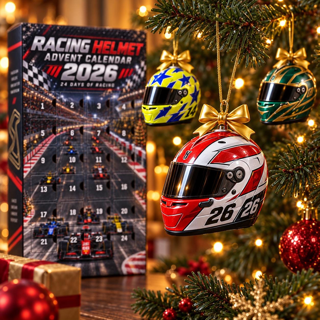 2026 Racing Helmet Advent Calendar HG, 24 Day Motorsport Christmas Countdown, Race Car Fan Ornament Gift - Image 4