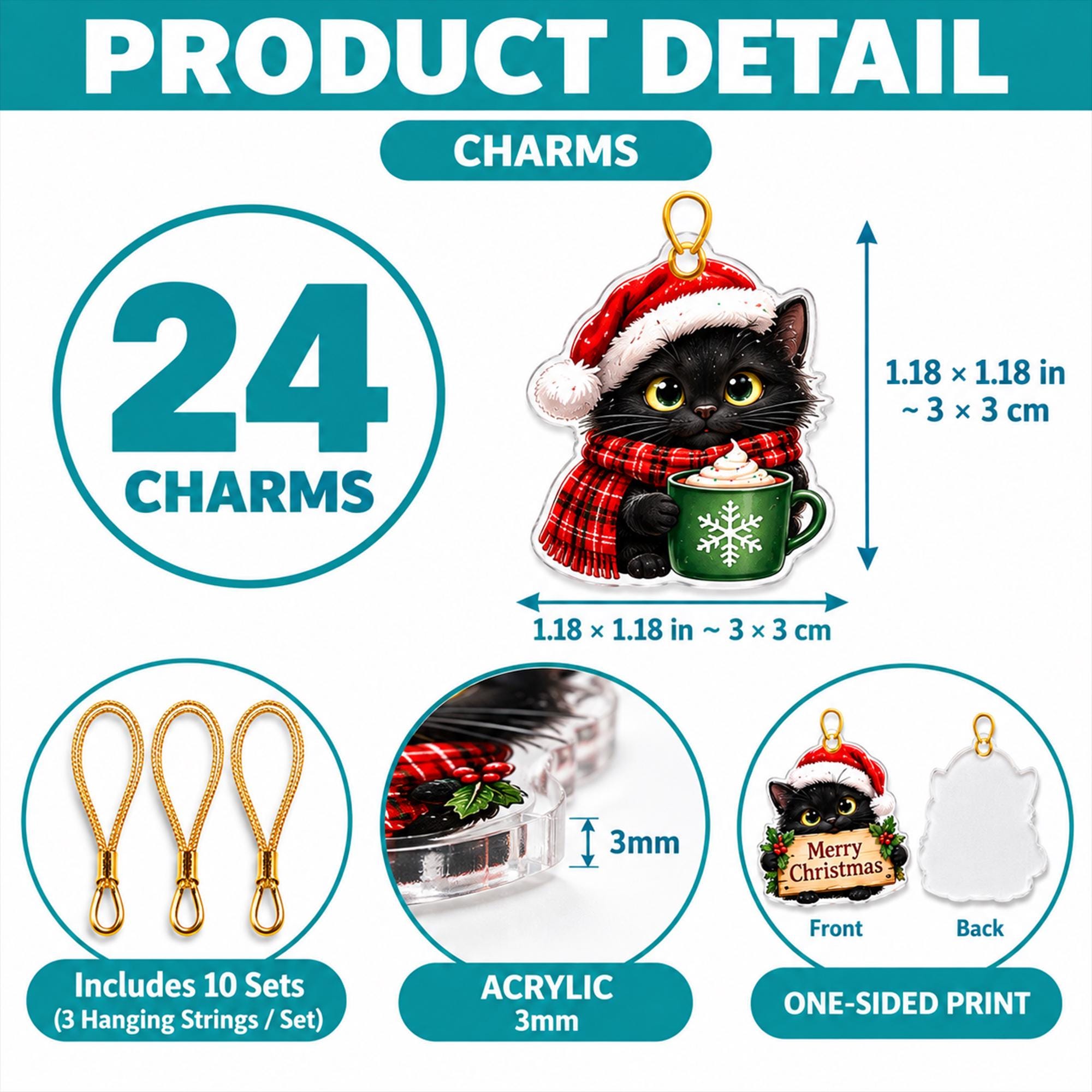 Black Cat Advent Calendar HG 2026, 24 Acrylic Cat Ornaments, Christmas Countdown Box, Cat Lover Gift, Holiday Keepsake for Cat Moms - Image 6