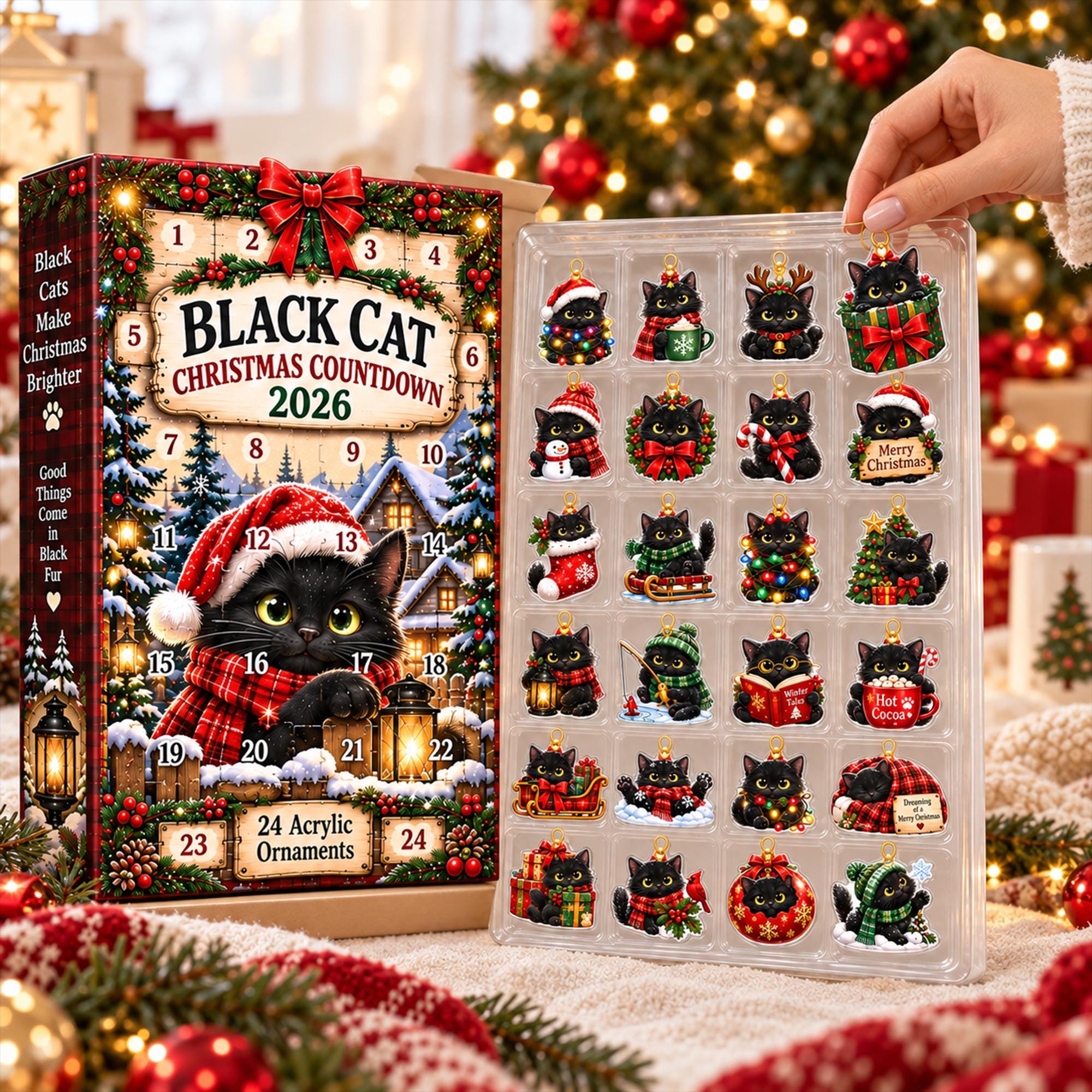 Black Cat Advent Calendar HG 2026, 24 Acrylic Cat Ornaments, Christmas Countdown Box, Cat Lover Gift, Holiday Keepsake for Cat Moms - Image 7
