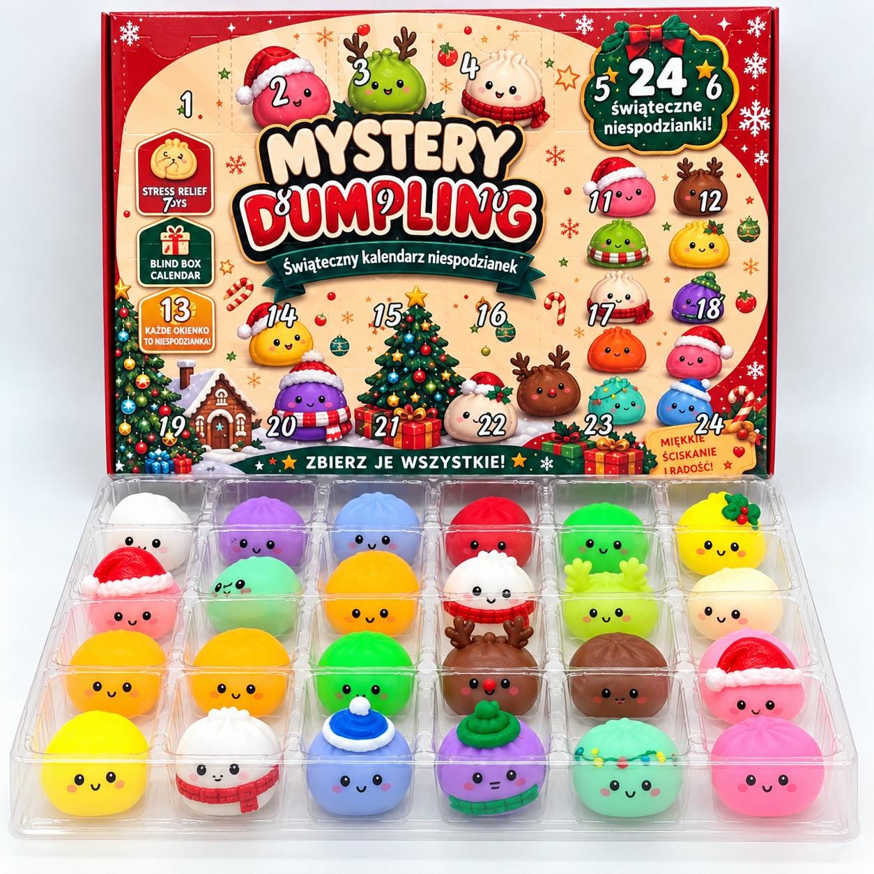 2026 Christmas Squishy Advent Calendar HG, HG Blind Box 24-Day 3D Dumpling Fidget Toy Countdown For Kid, Stocking Stuffer Gift - Image 3