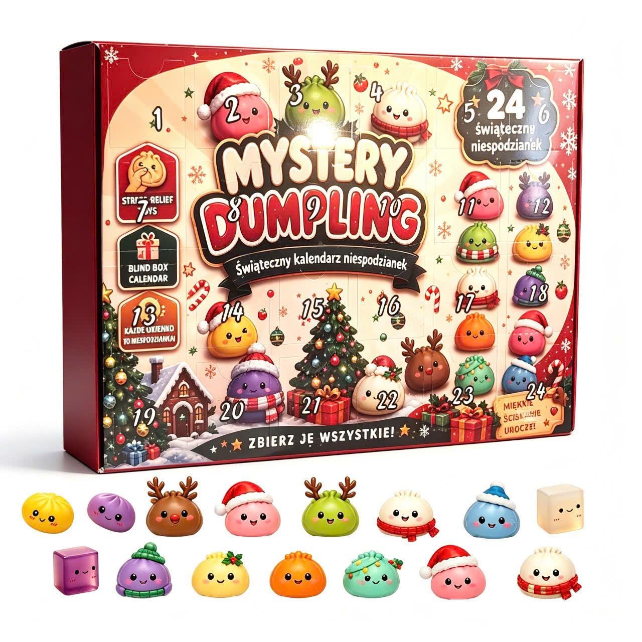 2026 Christmas Squishy Advent Calendar HG, 24 Day Dumpling Fidget Toy Countdown HG - Image 6