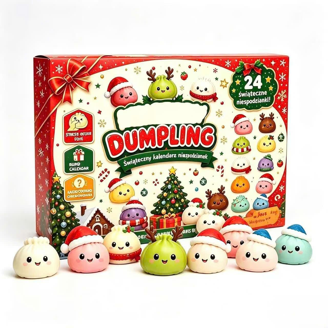 2026 Christmas Squishy Advent Calendar HG, 24 Day Dumpling Fidget Toy Countdown HG - Image 5