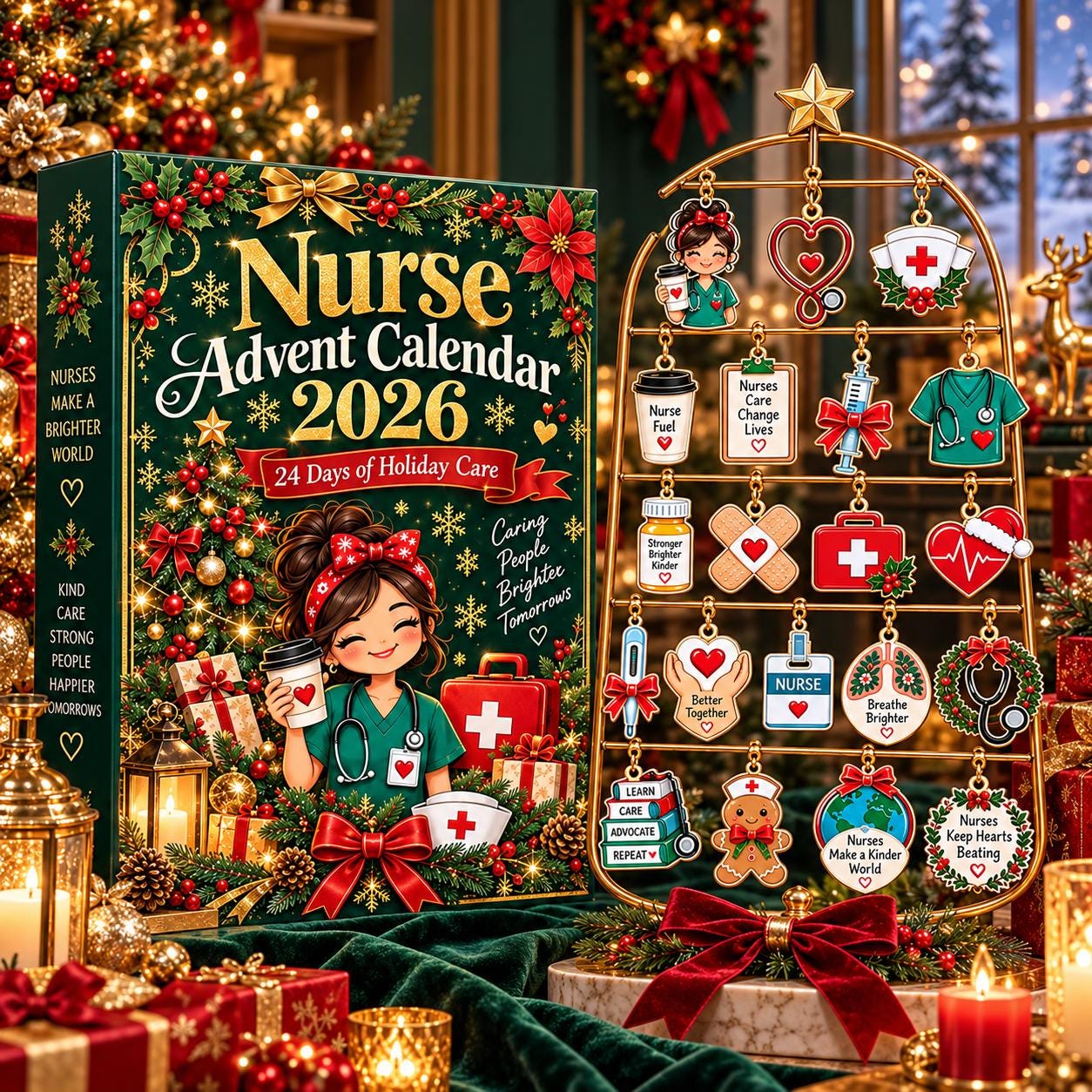 Nurse Advent Calendar HG 2026, 24 Days Christmas Countdown, Nurse Christmas Gift, RN Nursing Gift, Medical Acrylic Ornament Set - Image 3