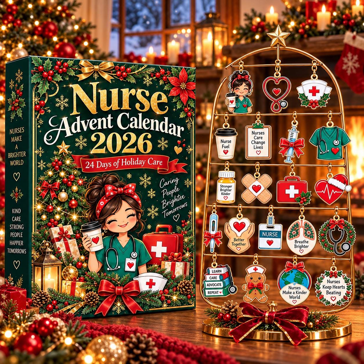 Nurse Advent Calendar HG 2026, 24 Days Christmas Countdown, Nurse Christmas Gift, RN Nursing Gift, Medical Acrylic Ornament Set - Image 2