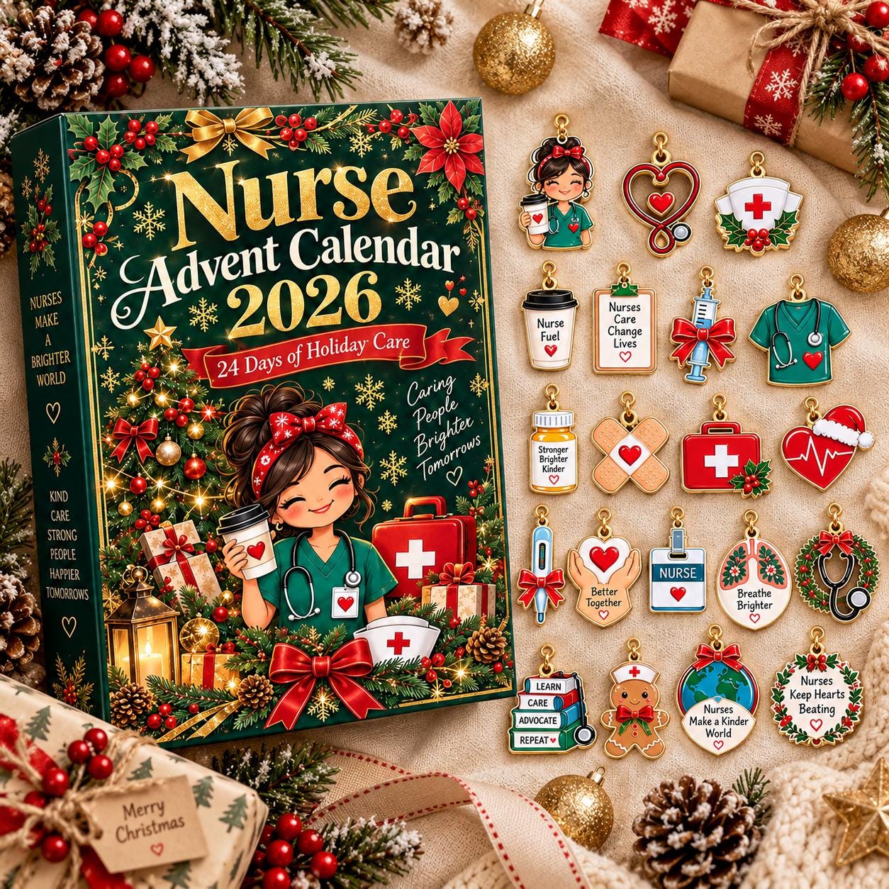 Nurse Advent Calendar HG 2026, 24 Days Christmas Countdown, Nurse Christmas Gift, RN Nursing Gift, Medical Acrylic Ornament Set - Image 4