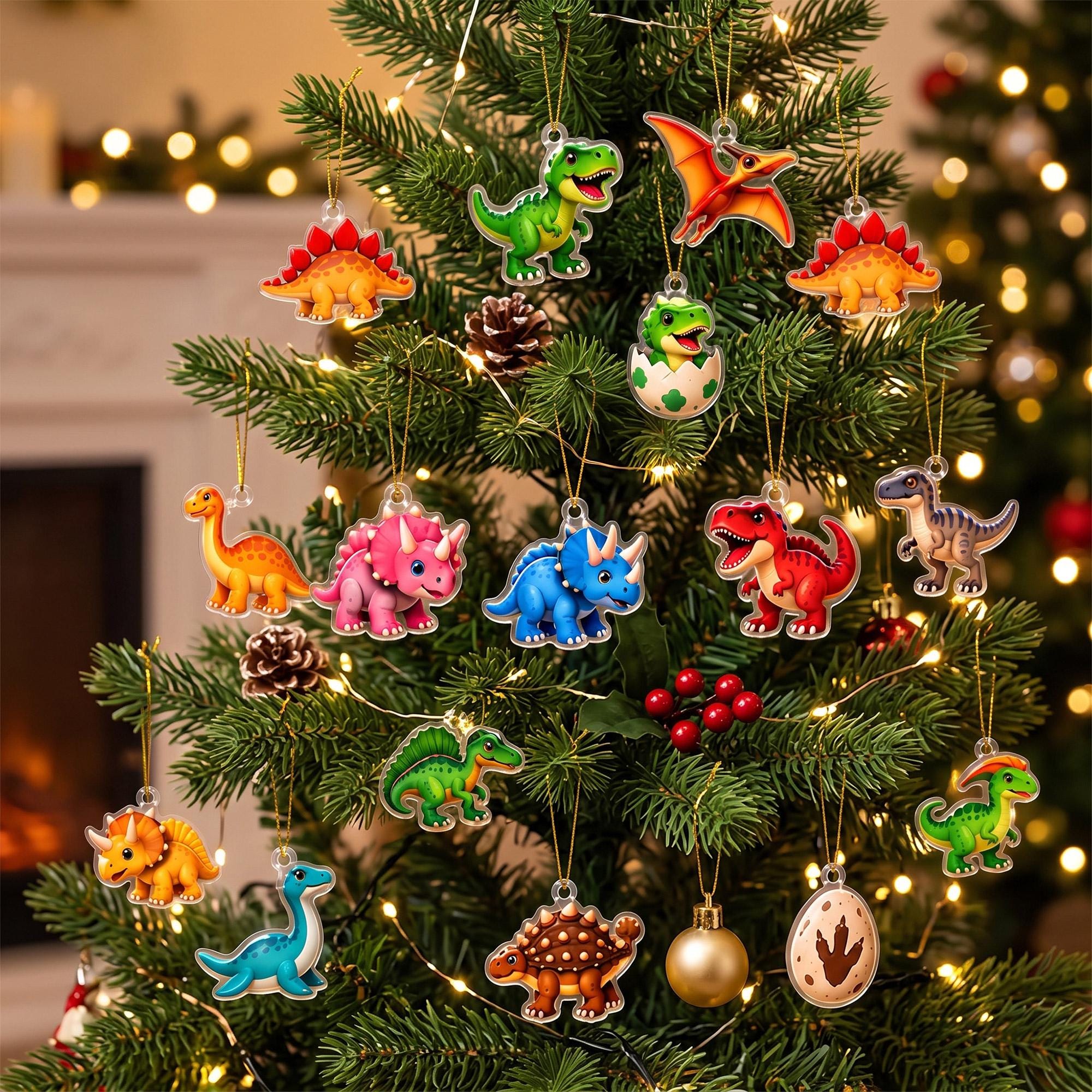 Personalized Dinosaur Advent Calendar HG, Custom Photo & Name, 24 Acrylic Dino Ornaments - Image 9