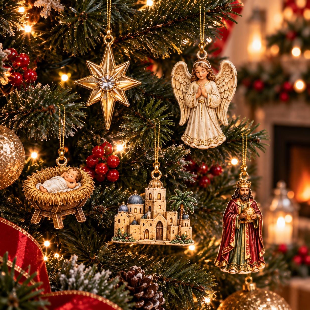 Nativity Advent Calendar HG 2026, 24 Days Christmas Countdown with Acrylic Ornaments, Religious Christian Gift for Family, Jesus Birth Decor - Image 4