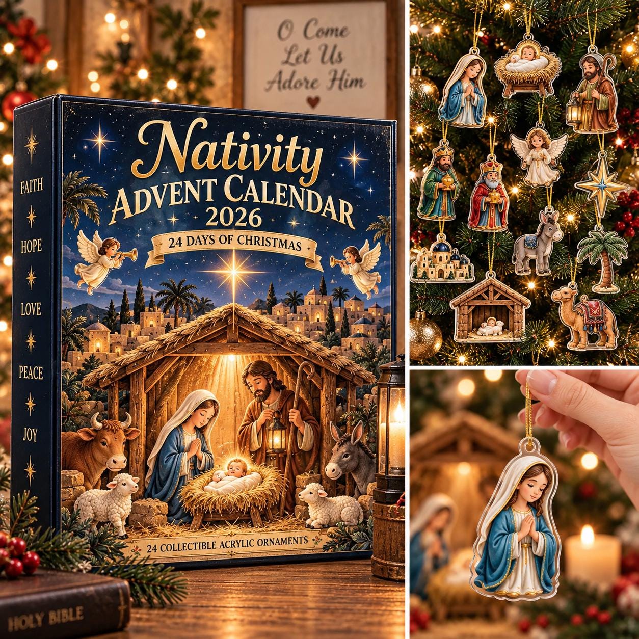 Nativity Advent Calendar HG 2026, 24 Days Christmas Countdown Calendar, Religious Christian Advent Box, Acrylic Nativity Scene Ornaments Gift - Image 3