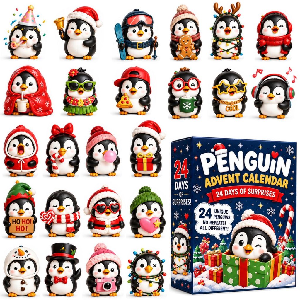 Penguin Advent Calendar HG 2026, 3D Collectible Figurines Holiday Decor Gift, 24 Days Christmas Countdown