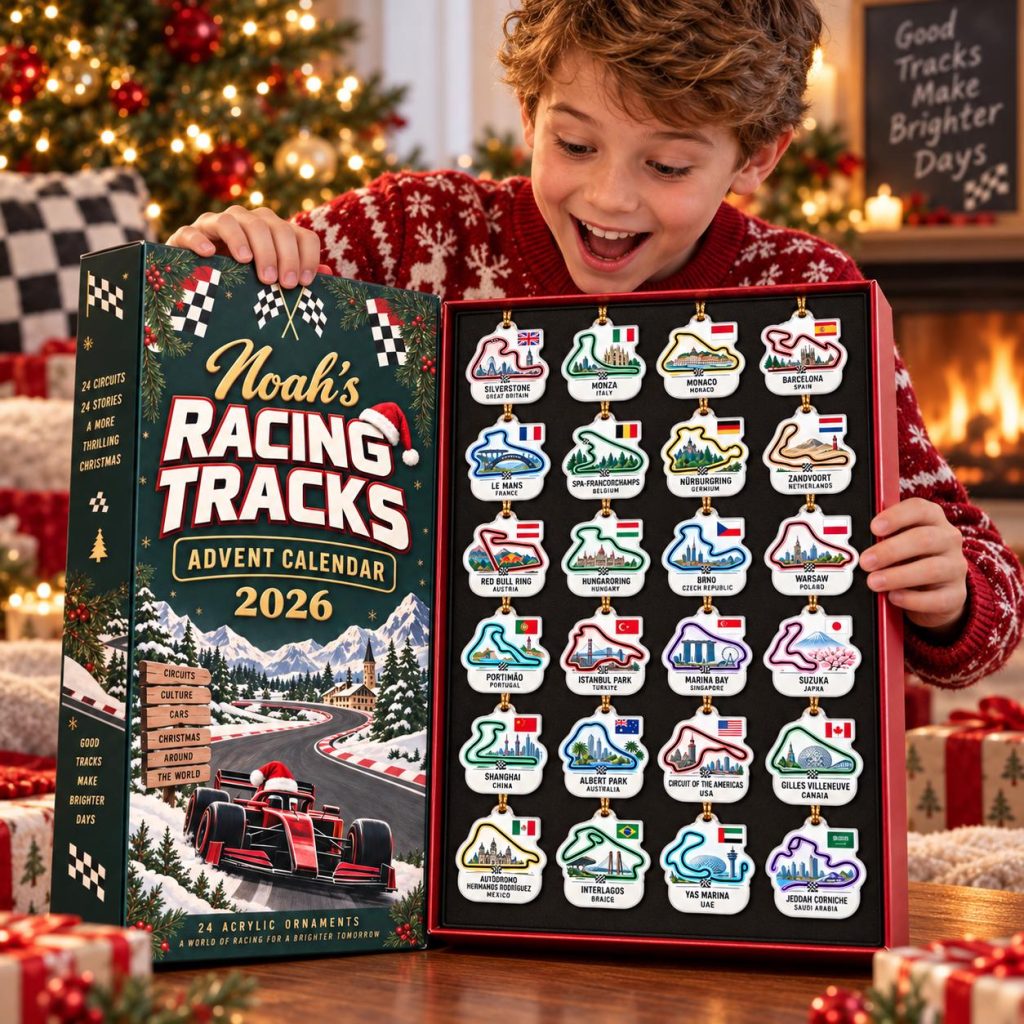 2026 Racing Circuits Advent Calendar HG, 24 Track Acrylic Ornaments, Motorsport Christmas Countdown, Racing Fan Gift
