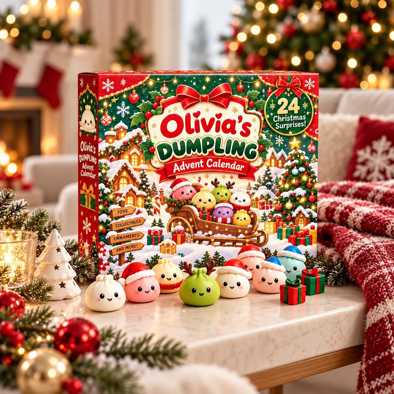 Personalized Name, Full set 24 Christmas Dumpling Squishy HG Countdown 2026, 24 Day Calendar, game christmas, decor Xmas - Image 5