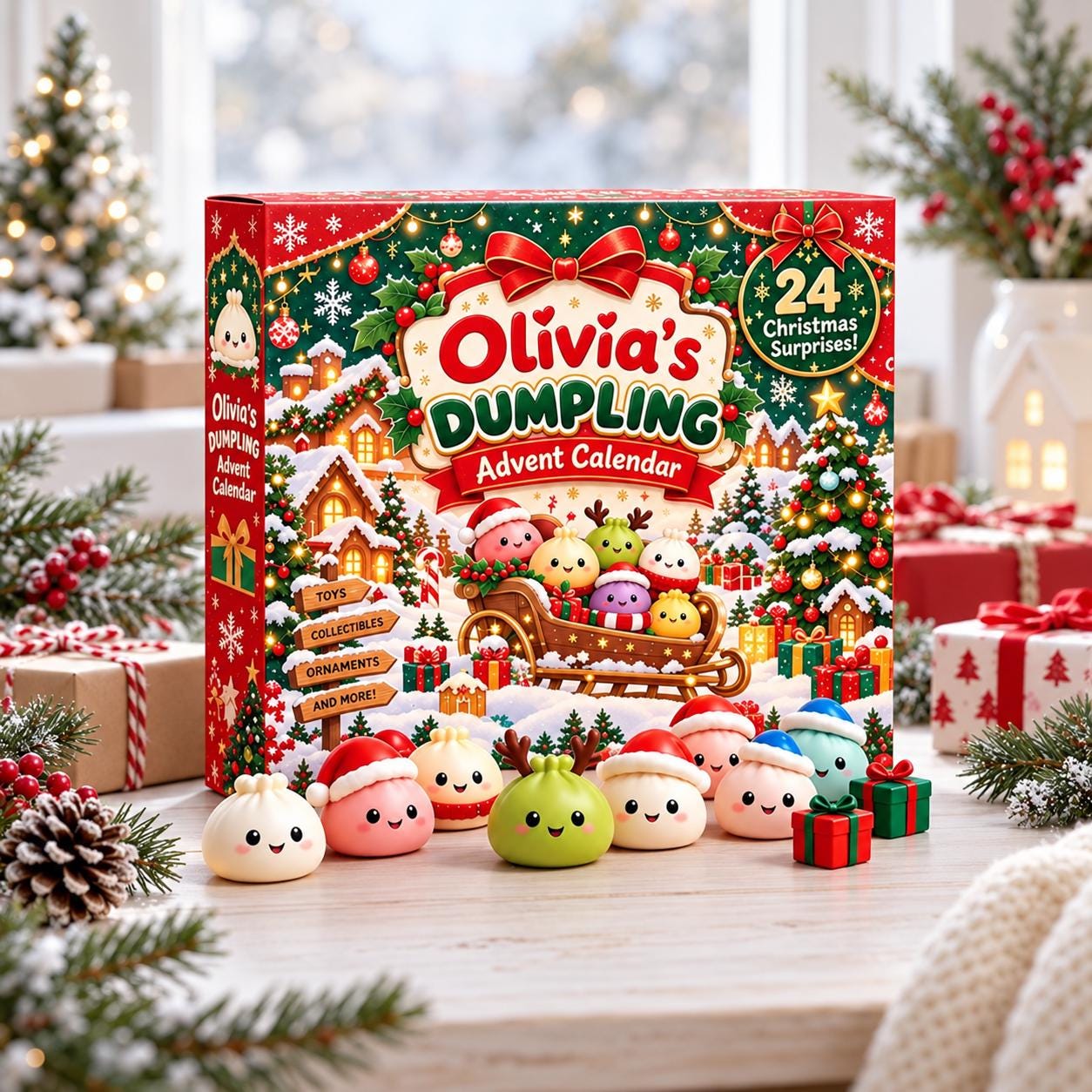 Personalized Name, Full set 24 Christmas Dumpling Squishy HG Countdown 2026, 24 Day Calendar, game christmas, decor Xmas - Image 7