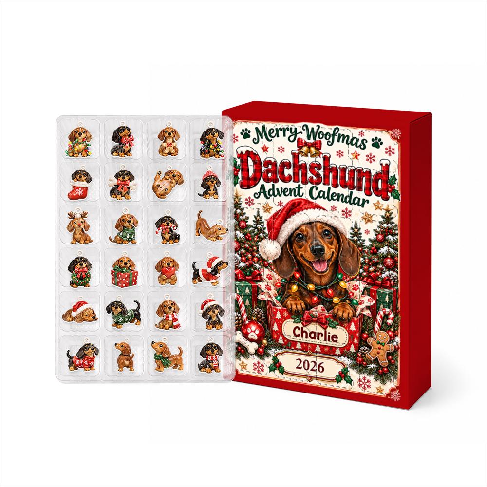 Personalized Dachshund Advent Calendar HG, 24 Acrylic Charms, Custom Dog Christmas Countdown Gift Set - Image 6