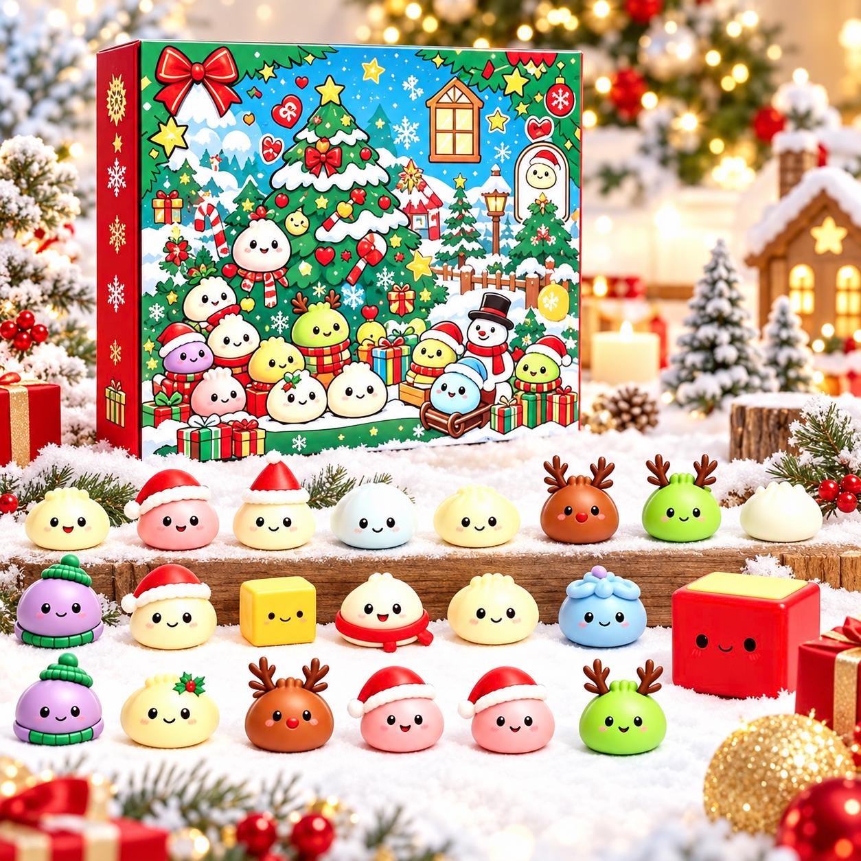 2026 Christmas Squishy Advent Calendar HG, 24 Day Dumpling Fidget Toy Countdown HG - Image 8