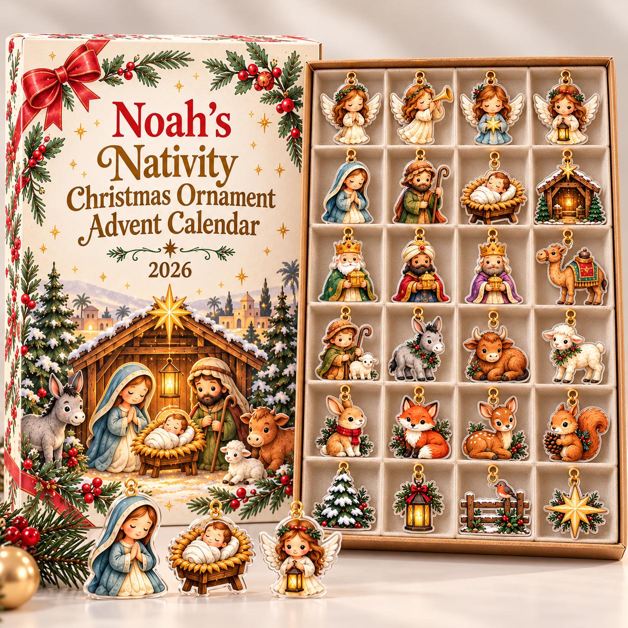 Woodland Nativity Advent Calendar HG 2026, 24 Days Christmas Countdown Blind Box, Christian Xmas Family Gift