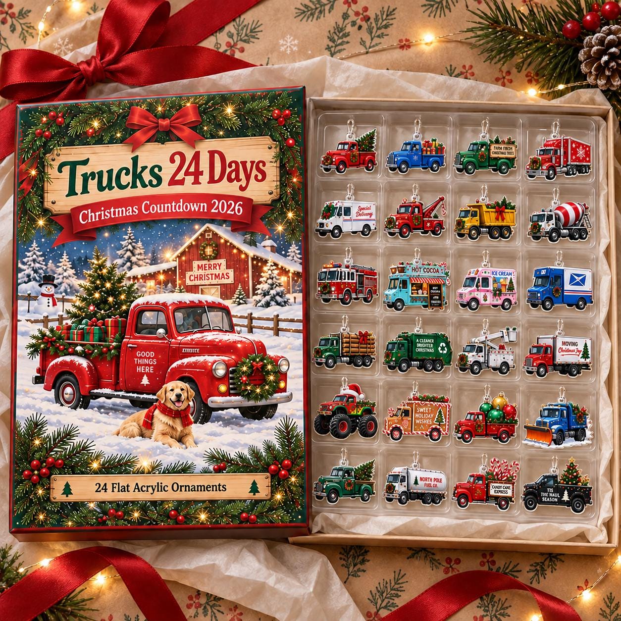 Truck Advent Calendar HG 2026, 24 Acrylic Vehicle Ornaments, Christmas Countdown Box, Truck Lover Gift for Kids and Families - Image 10