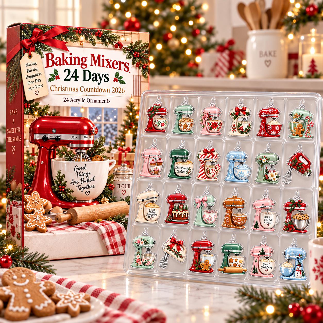 Baking Mixer Advent Calendar HG 2026, 24 Acrylic Charms and Mini Ornaments, Christmas Countdown Box, Baking Lover Holiday Gift - Image 7