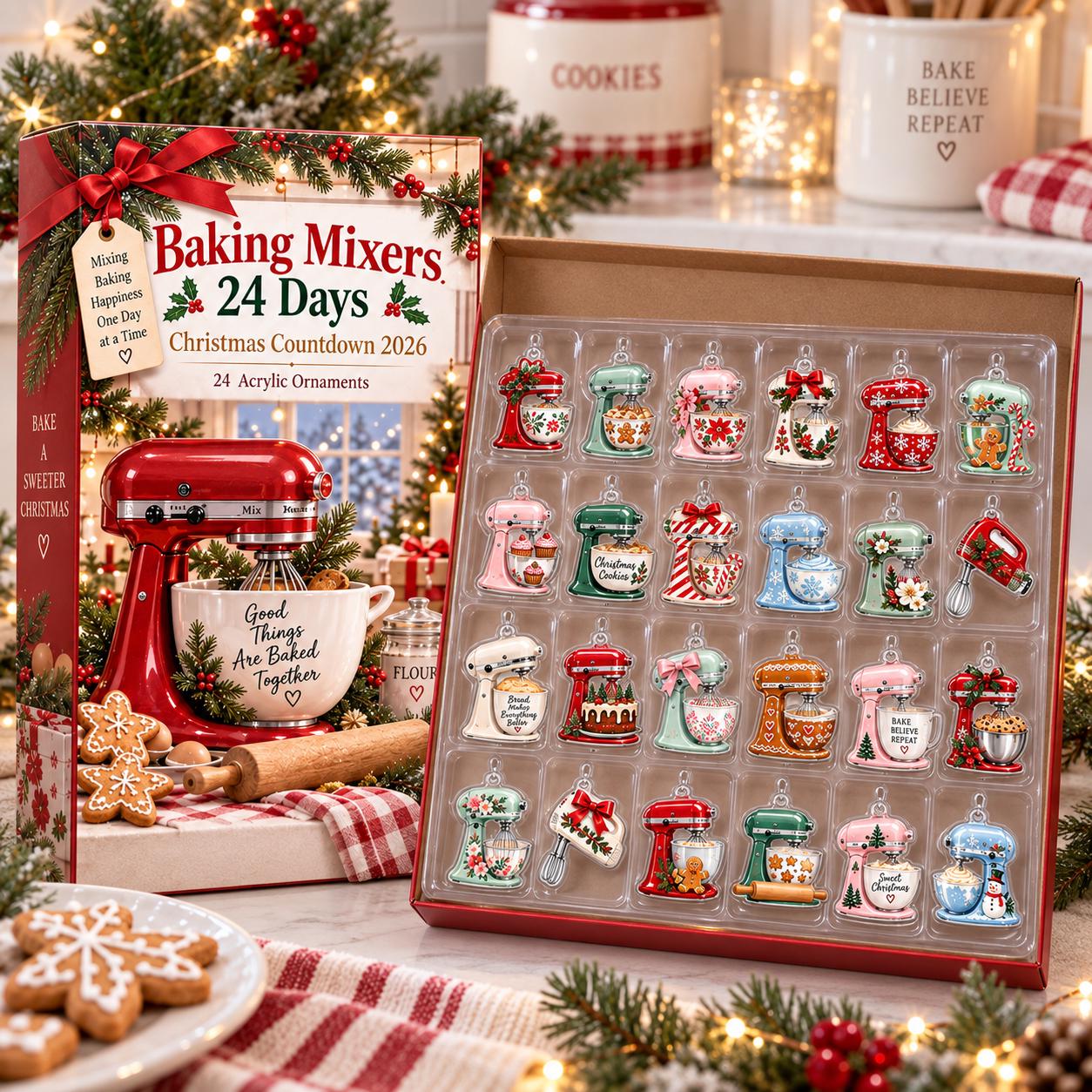 Baking Mixer Advent Calendar HG 2026, 24 Acrylic Charms and Mini Ornaments, Christmas Countdown Box, Baking Lover Holiday Gift - Image 9