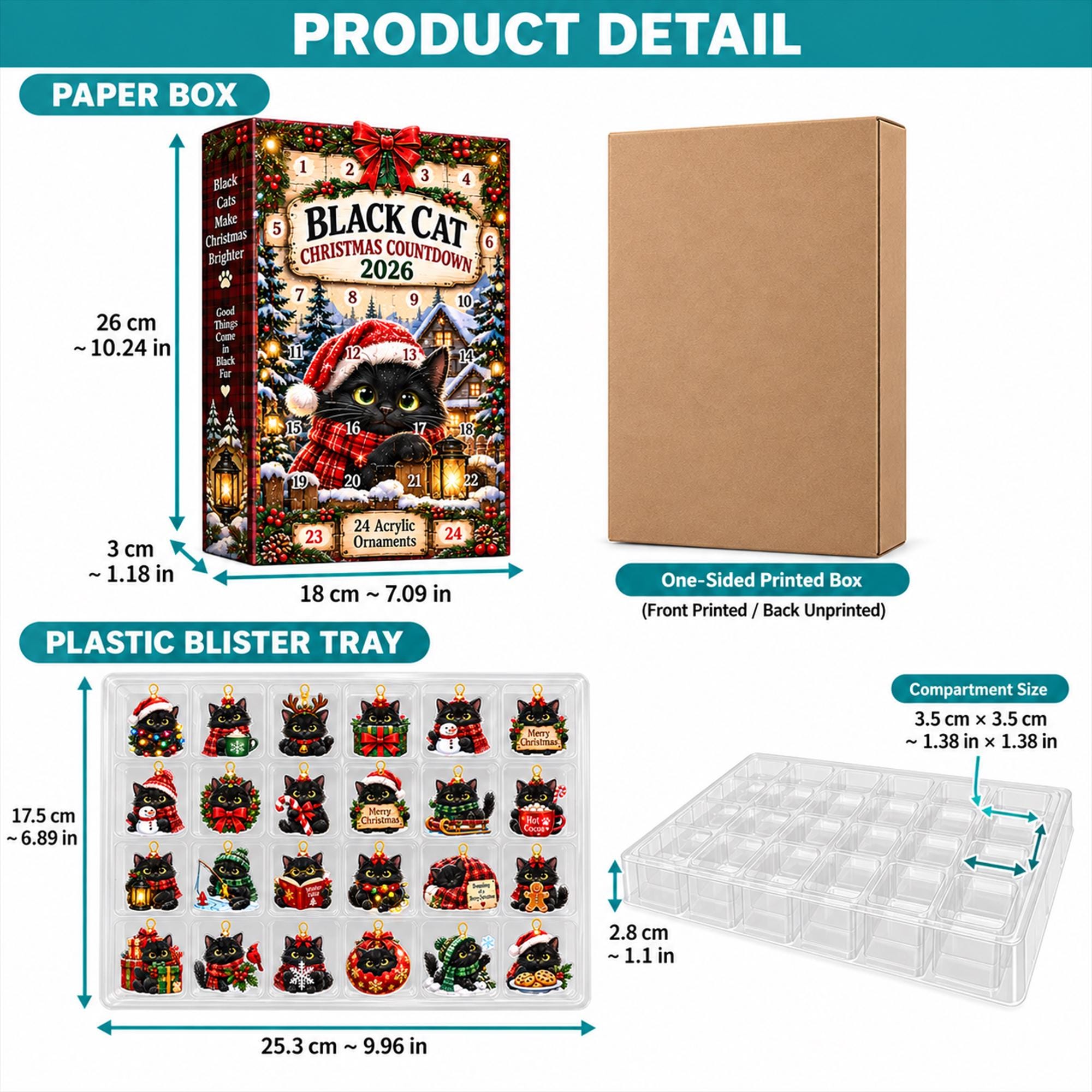Black Cat Advent Calendar HG 2026, 24 Acrylic Cat Ornaments, Christmas Countdown Box, Cat Lover Gift, Holiday Keepsake for Cat Moms - Image 5