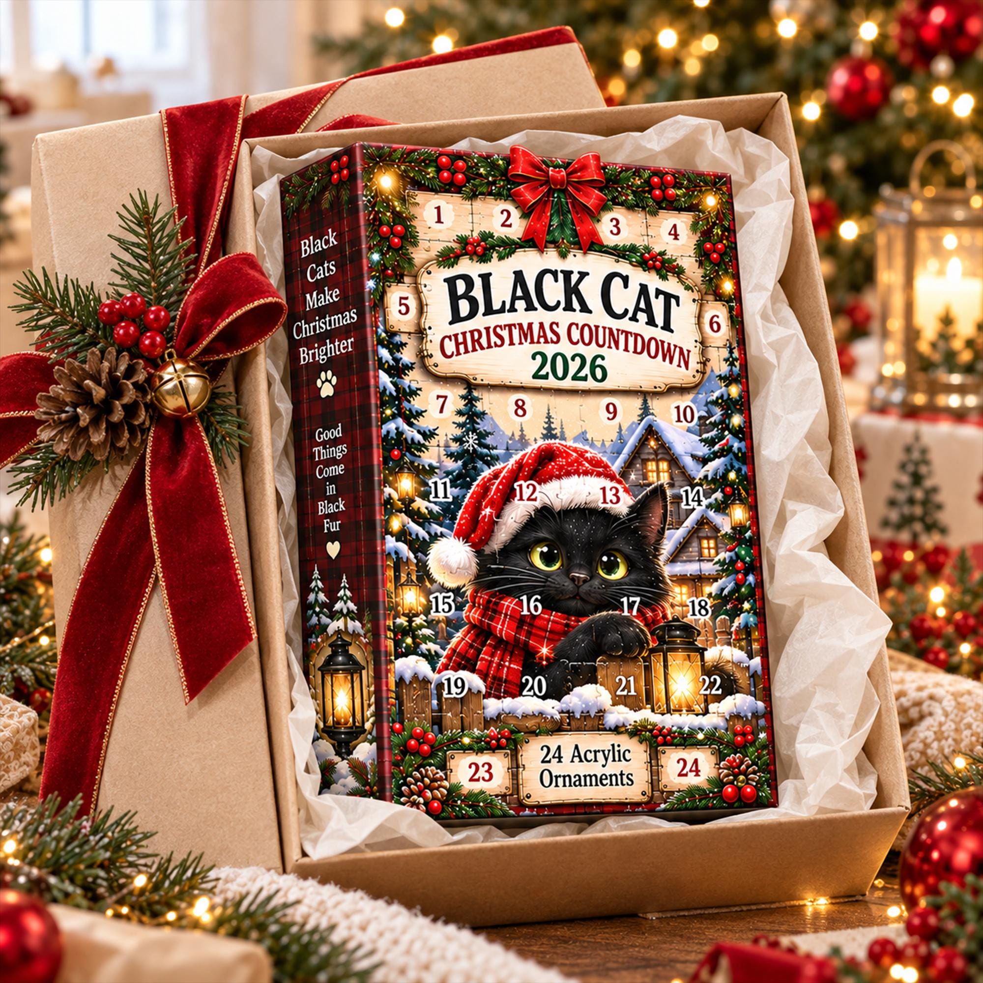 Black Cat Advent Calendar HG 2026, 24 Acrylic Cat Ornaments, Christmas Countdown Box, Cat Lover Gift, Holiday Keepsake for Cat Moms - Image 3