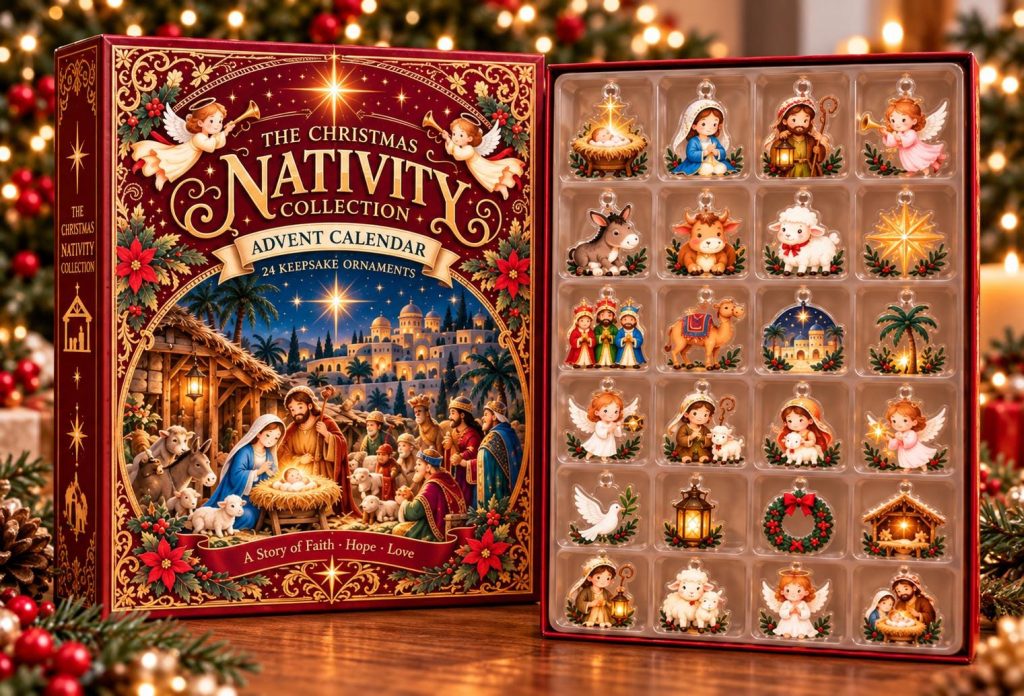 Nativity Advent Calendar HG 2026, Christmas Advent Calendar HG, 24 Acrylic Ornaments, Religious Christmas Gift, Nativity Keepsake