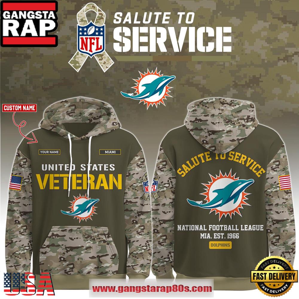Miami Dolphins NFL Veteran Birthday 2025 Custom Name Unisex T-Shirt Hoodie Or Zip-up Hoodie LN