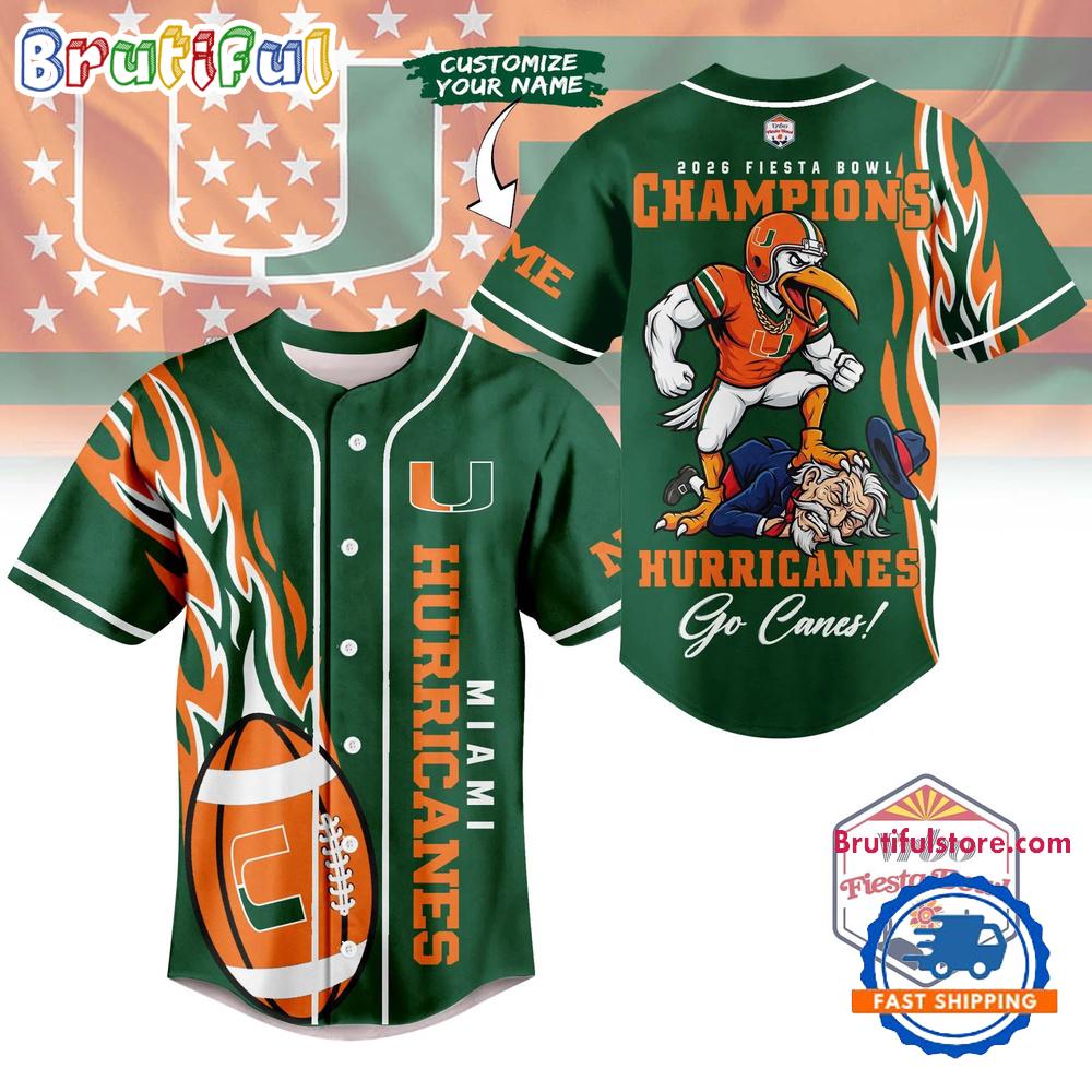 Miami Hurricanes 2026 NCAA Fiesta Bowl Champions HFN Baseball Jersey