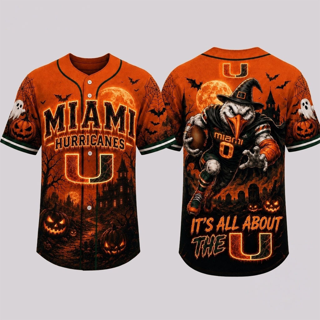 Miami Hurricanes Haunted Night Halloween Baseball Jersey HG Miami Hurricanes Merch 2026 Fan Gifts